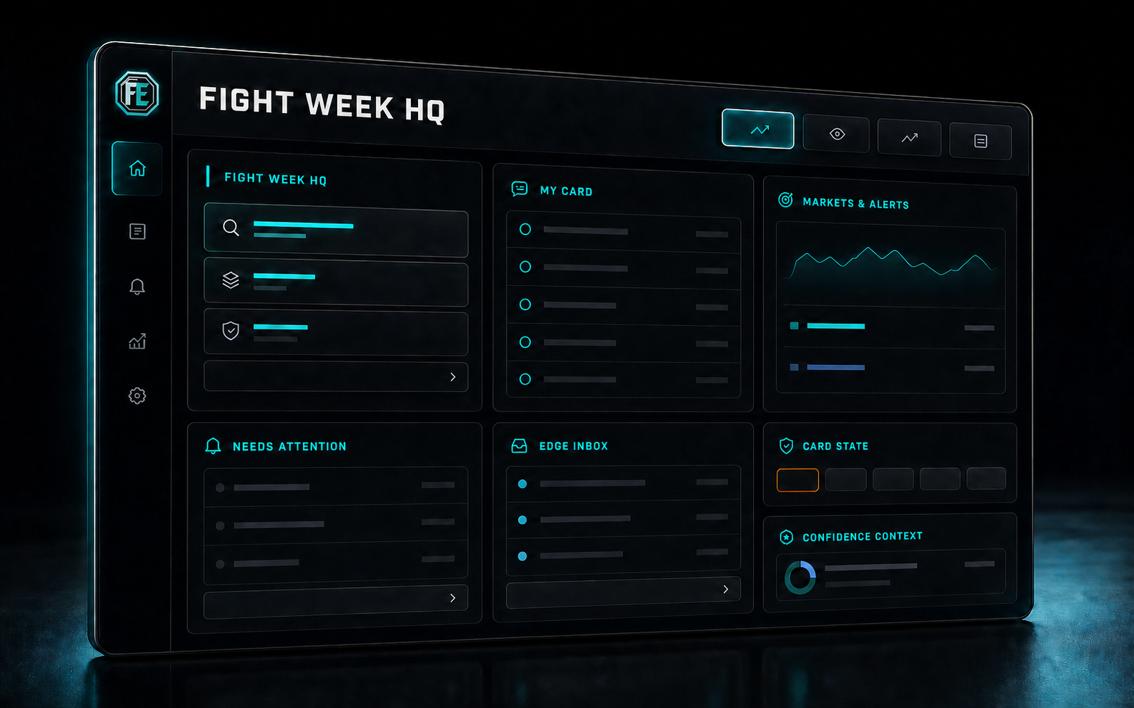 Feature-faithful rendered visualization of the FightEdge Fight Week workspace